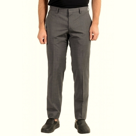 HUGO Boss Dieselstrasse 12 gray wool lined flat front Pants, Size 34R - Picture 1 of 16